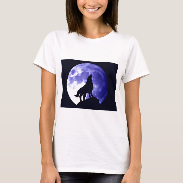 Varg Howling i Måne T-shirt (Framsida)