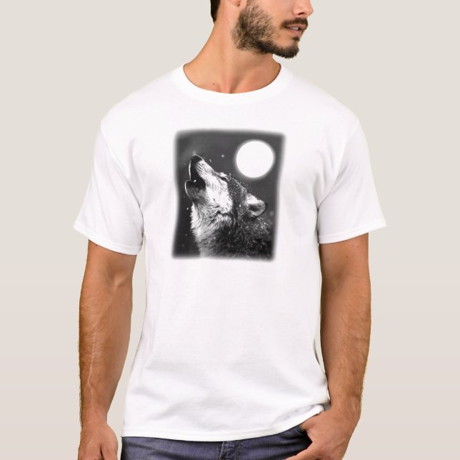 Varg Howling i Måne Tee Shirt (Framsida)