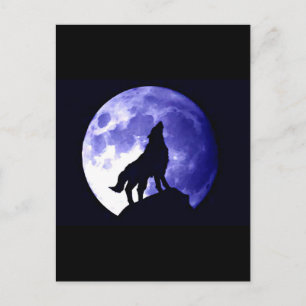 Varg Howling i Måne Vykort