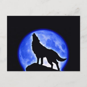 Varg Howling i Måne Vykort