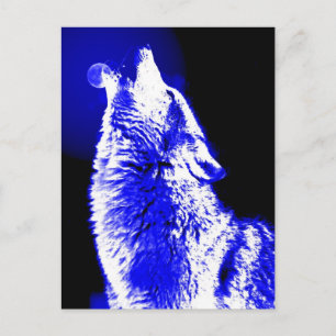 Varg Howling i Måne Vykort