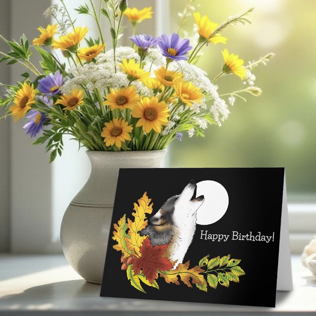 Varg Howling Måne Kort (Skapare uppladdad)