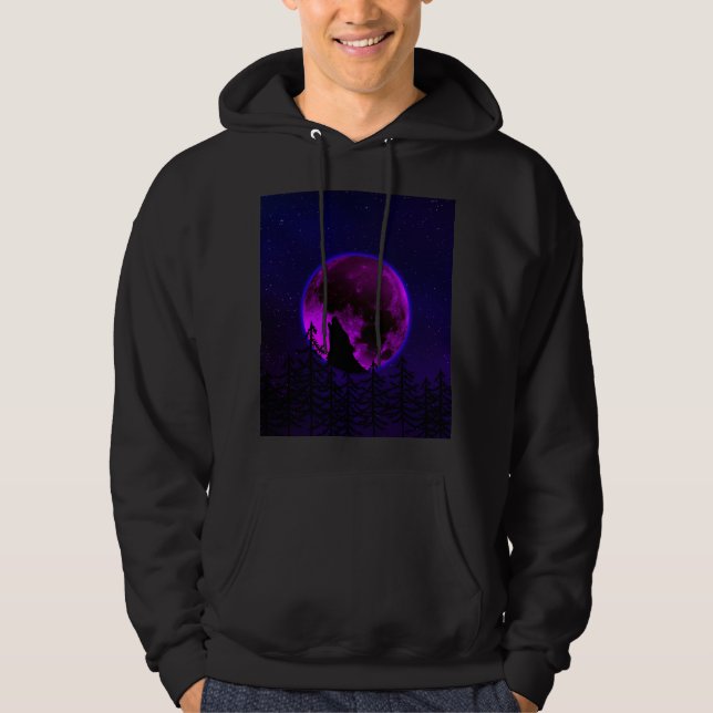 VARG HOWLING MÅNE MAGENTA HOODIE (Framsida)