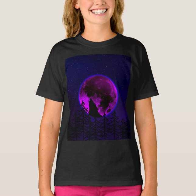 VARG HOWLING MÅNE MAGENTA T-Shirt (Framsida)