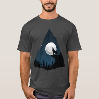 Varg Howling Måne Träd t-shirt design
