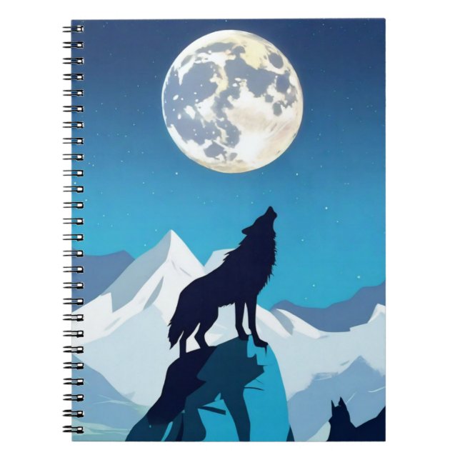 Varg Howling på Full Moon Anteckningsbok (Framsidan)