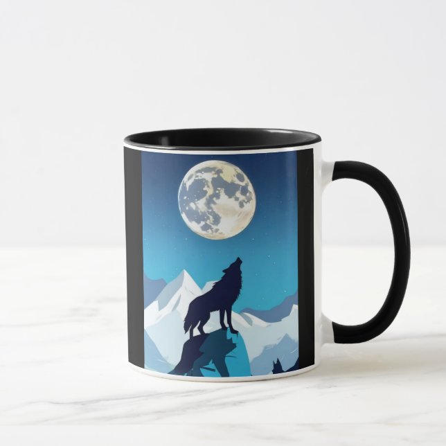Varg Howling på Full Moon Mugg (Höger)