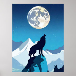 Varg Howling på Full Moon Poster