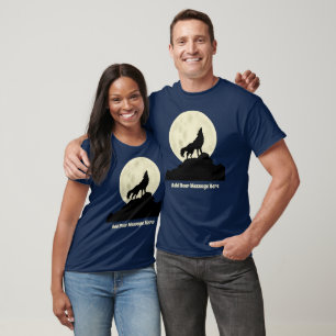 Varg Howling på Måne Illustration-Personligen T Shirt