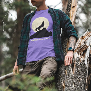 Varg Howling på Måne Illustration-Personligen T Shirt