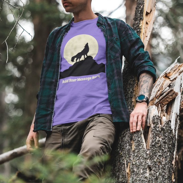 Varg Howling på Måne Illustration-Personligen T Shirt (Skapare uppladdad)