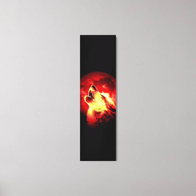 Varg Howling & Red Måne Anpassningsbar Wrapped Can Canvastryck (Framsida)
