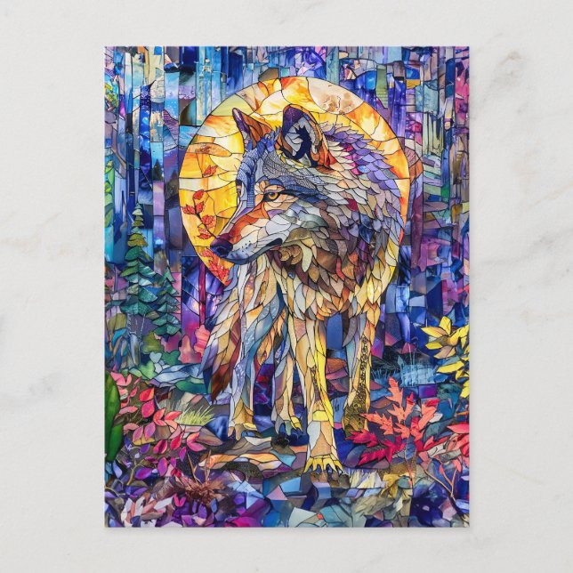 Varg Howling under hel måndag Vykort (Framsida)