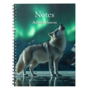 Varg Howling under norra Ljus Anteckningsbok