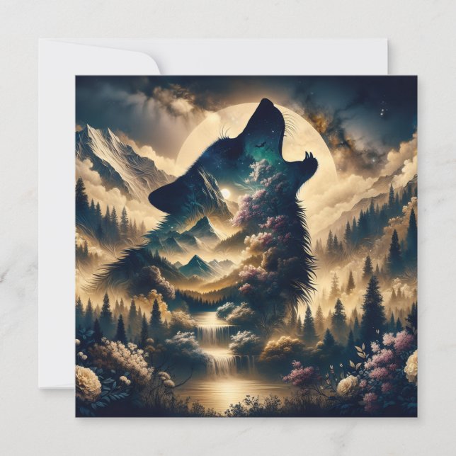 Varg Howling vid Måne (Framsida)