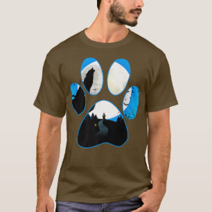 Varg Howling vid Måne Blue Hund Tass Halloween  T Shirt