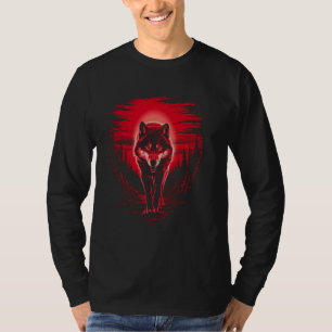 Varg Howling vid Måne Forest Animal Lover Wildlife T Shirt