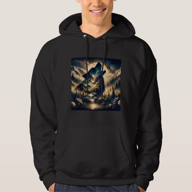 Varg Howling vid Måne Hoodie (Framsida)