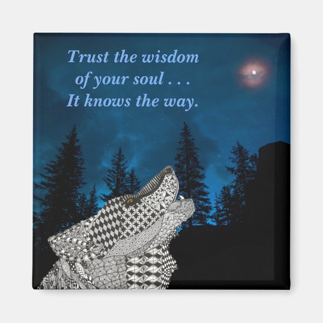 Varg Howling vid Måne Magnet (Framsidan)