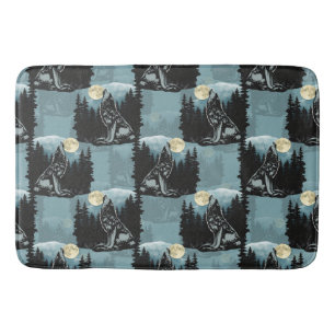 Varg Howling vid Måne Mönster Design Badrumsmatta