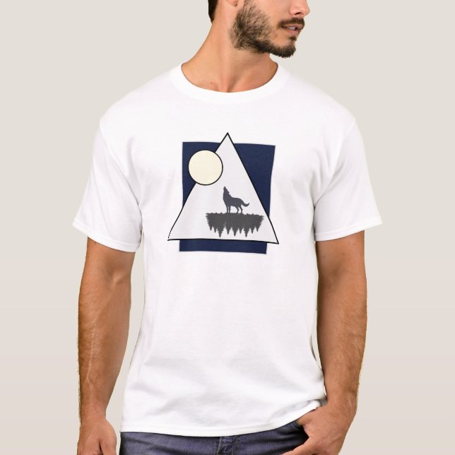 Varg Howling vid Måne | Naturinspirerad design T Shirt (Framsida)