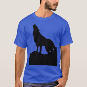 Varg Howling vid Måne pop Art Deep Royal Blue T Shirt