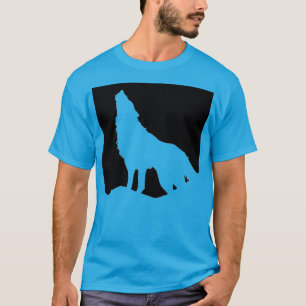 Varg Howling vid Måne Pop Art Teal Blue T Shirt
