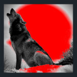 Varg Howling vid Måne Red Pop Art Poster<br><div class="desc">Vargen vid Måne Poster utskrifter - Stil-design för pop-konst - Varg Howling vid Stilen för den digitala Tecknaden i Måne - Djurkonst - Akademkonst - Poster - Extreme Animals värld - Mest avskyvärda skapelser Dator Vilda djur</div>