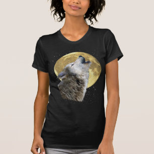Varg Howling vid Måne Snö Winter Wildlife Shirt T-shirt