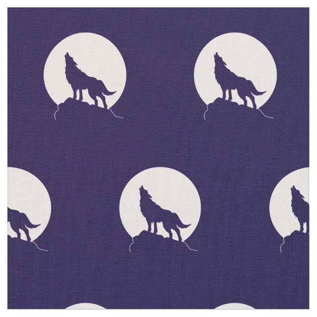 Varg Howling vid Måne Vargar Tyg (Närbild)