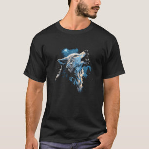 Varg Howling vid Måne Women's Alaska Wildlife T Shirt