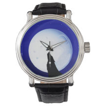 Varg Howling vid Måne Wristwatch