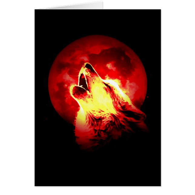 Varg Howling vid Red Night Hälsningskort (Framsidan)