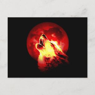 Varg Howling vid Red Night Vykort