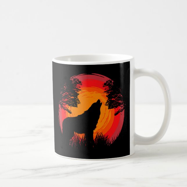 Varg Howling vid Sol Kaffemugg (Höger)