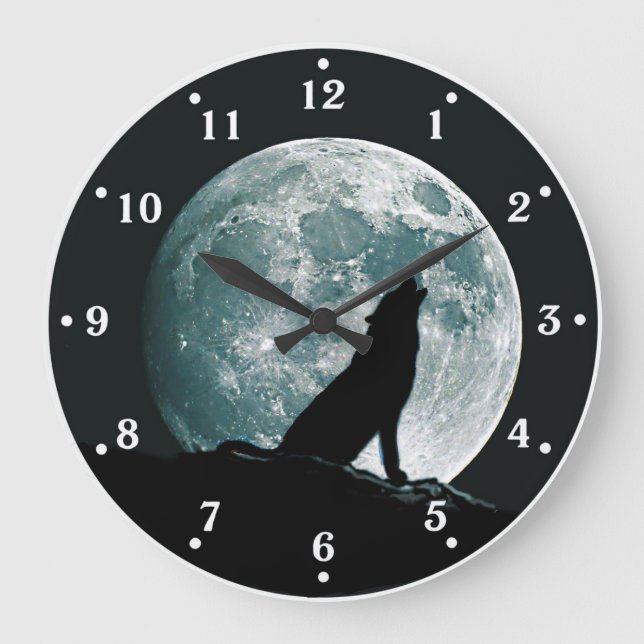Varg Howling Wildlife Wall Clock Stor Klocka (Framsida)