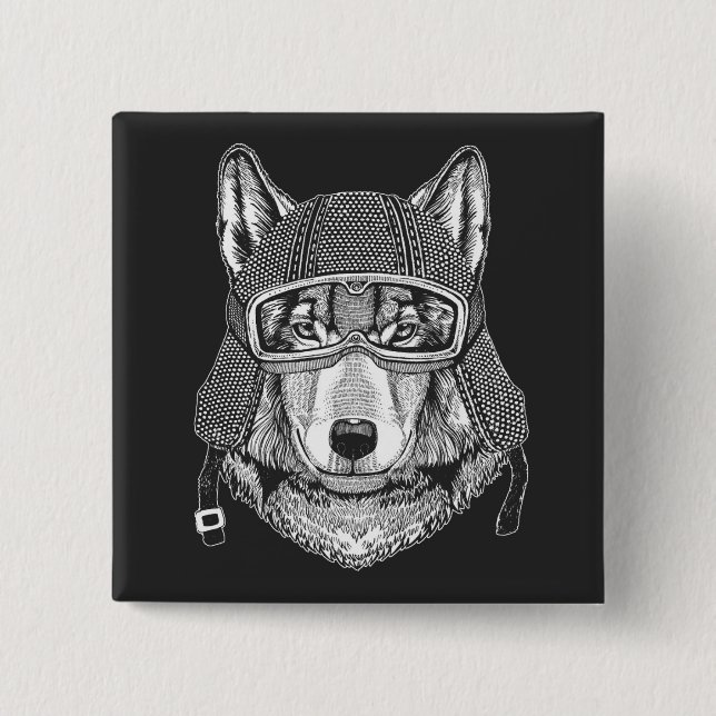 Varg Hund Motorcykelförare Knapp (Framsida)