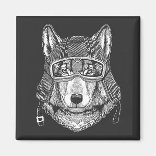 Varg Hund Motorcykelförare Magnet
