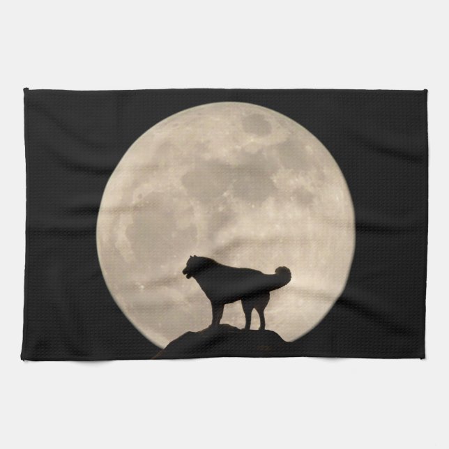 Varg Hund Towel Sled Hund älskare Art Tea Towel De Kökshandduk (Horisontell)