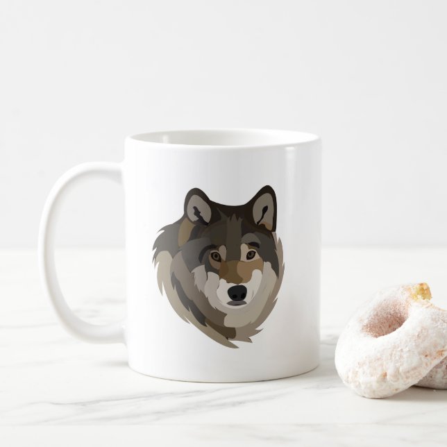 Varg Huvud DjurGrått Vild Varg Kaffemugg (Med munk)