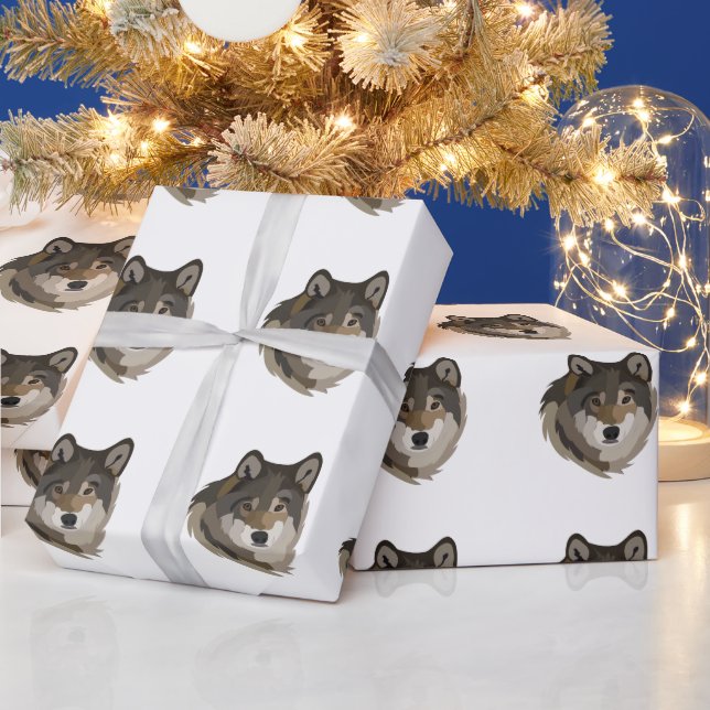 Varg Huvud DjurGrått Vild Varg Presentpapper (Helgdagar)
