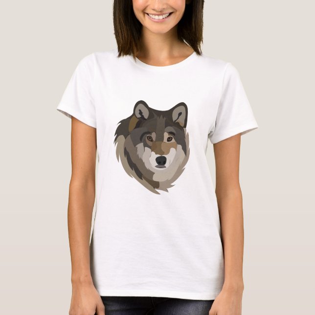 Varg Huvud DjurGrått Vild Varg T Shirt (Framsida)