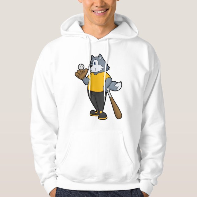 Varg i Baseball med Baseball fladdermus Hoodie (Framsida)