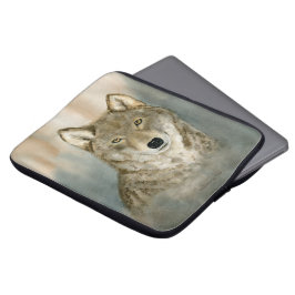 Varg i dimma akvarell laptop fodral