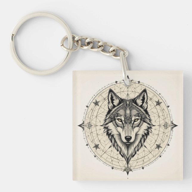 Varg i en geometrisk och dekorativ mandala (Framsidan)