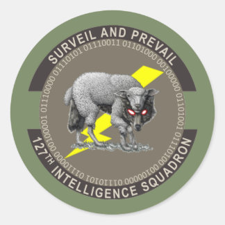 Varg i fårkläder runt klistermärke