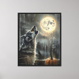 Varg i fönstret Moonlit Canvastryck