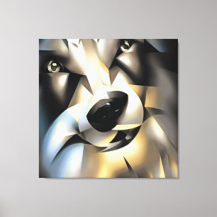 Varg i Geometric Art Stil Canvastryck
