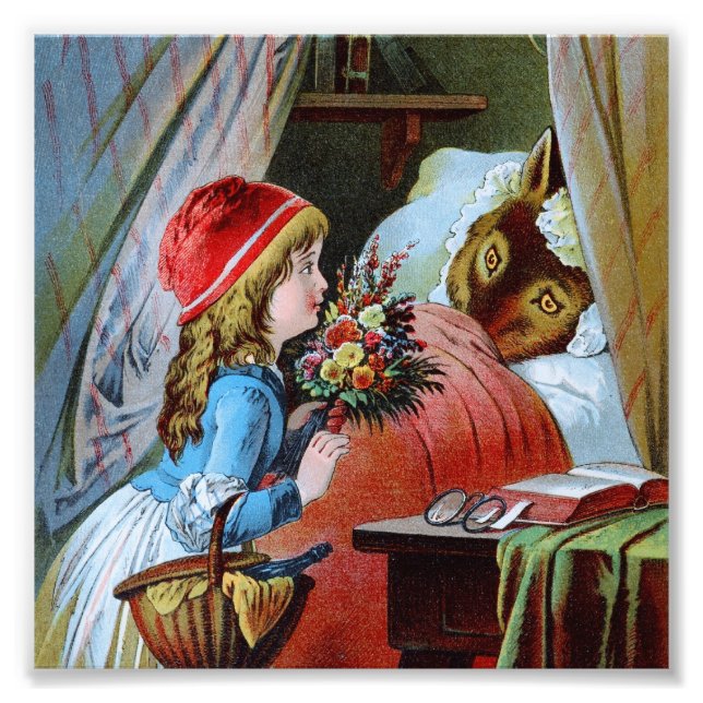 Varg i Grandma Bed Fototryck (Framsidan)