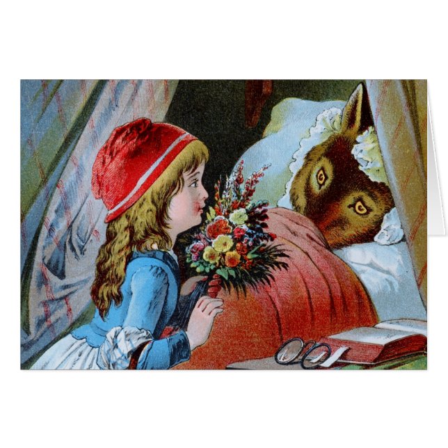 Varg i Grandma Bed Hälsningskort (Framsidan Horizontal)